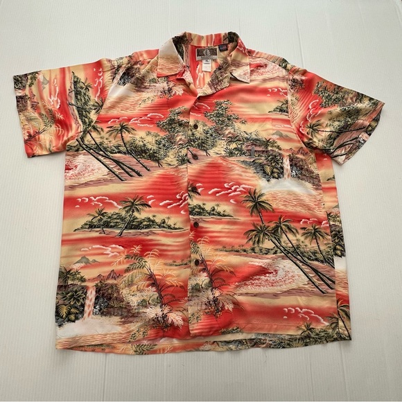Kalaheo Vintage Hawaiian Orange Tropical Short Sleeve Button Up Shirt Size XL - Picture 4 of 8
